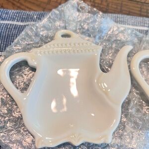 Princess House Cream white Ceramic Teabag holder